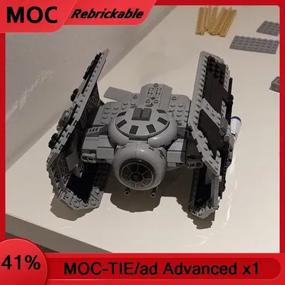 NEUE Star Battle MOC TIE/ad Advanced Vader's Fighters Bausteine Krawatte Bomber Raumschiff Image