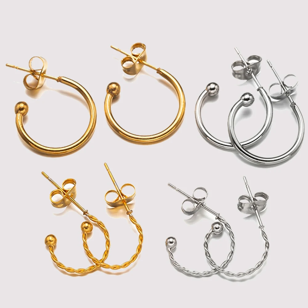 10 Stück Gold Edelstahl Half Hoop Huggie Ohrringe mit Schlaufe und Ohrmutter für Frauen DIY Schmuck Baumeln Ohrring Herstellung von Erkenntnissen Image