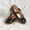 KIDSUN Schwarze modische Kinderschuhe für Mädchen, formelle Schnalle, Gummisohle, Leder, Prinzessinnenkleid, klassische Größe 21–32