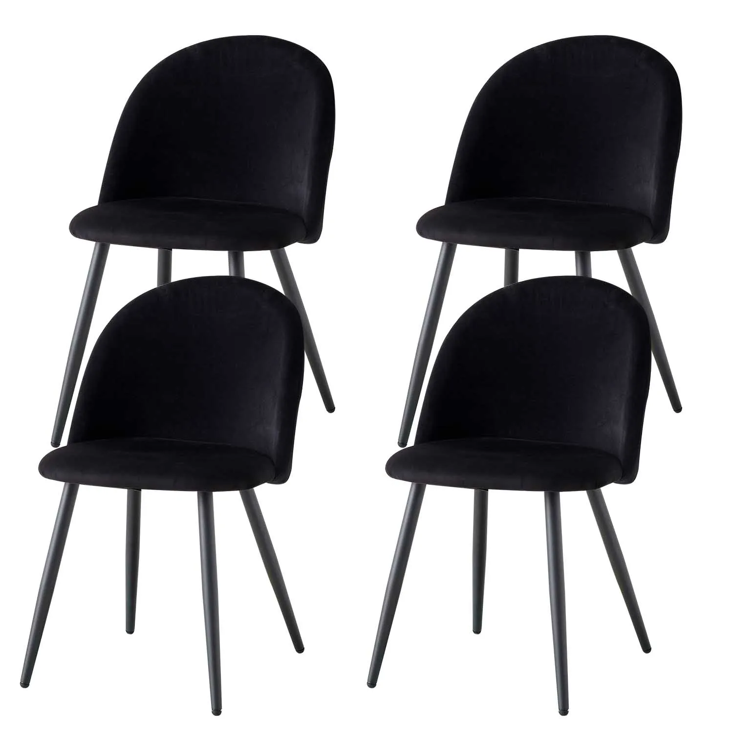 4 Stück Samt-Esszimmerstühle, Metallbeine, nordisches Design, moderner Luxus für Küchenmöbel, Schlafzimmer, Kommode, Party, Schwarz/Weiß/Grau