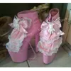 Rosa glänzende vordere Spitze Stiefeletten Schmetterling Knoten Dekor Stiletto High Heel Mode Frauen Schuhe 2025, neue heiße Mädchen Para Mujere