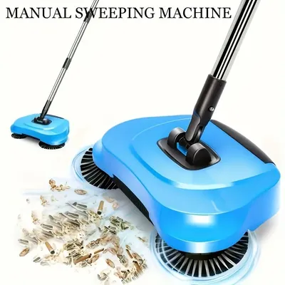 Floor Sweeper with Rotating Long Handle Push-Type Vacuum Cleaner Mop Set for Hardwood Tiles Kitchen Bedroom Office Home Cleaning