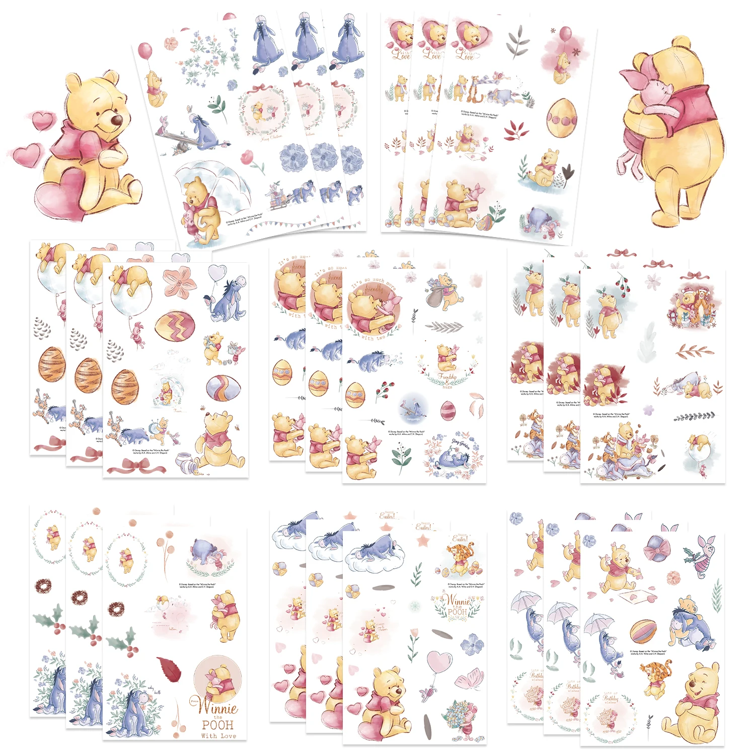 8/16/24 Stück Disney Winnie the Pooh Puzzle Aufkleber Make a Face Cartoon Spielzeug für DIY Telefon Laptop Gepäck Skateboard Aufkleber