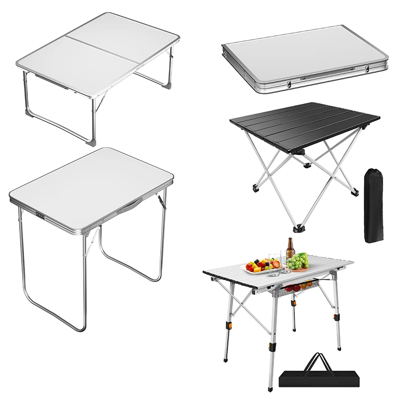 Aluminium-Klapptisch für Camping, Picknick, Grillen, Party, tragbarer Garten-Schreibtisch für drinnen und draußen, für Laptop, Esszimmer, Kochen, Strand, Reisen