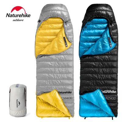 Naturehike CW400 Sleeping Bag Winter Warm 650FP Duck Down Insulation Thickened Hiking Lightweight Hooded Envelope Sleeping Bag