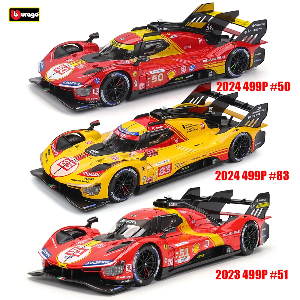 Bburago 1:24 Ferrari 499P Das Champion-Modell des 2024 Le Mans 24-Stunden-Races Legierungsfahrzeugs Autos Modell Spielzeugsammlung Geschenk Image