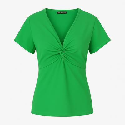 Grünes Jersey-Top mit verdrehter Vorderseite – Conquista Image
