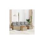 Vidaxl Ensemble De 6 Pièces De Sofa De Jardin Avec Coussins Beige En Poly Rotin