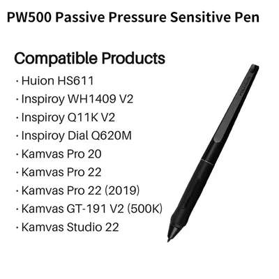 HUION PW500 Battery-Free Stylus for Huion KAMVAS GT-191V2(500K) / KAMVAS PRO 20/PRO 22 and Inspiroy