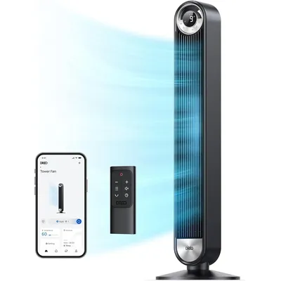 Smart Tower Fans for Home,90° Oscillating Fan Bedroom Indoors,Voice Control Floor 42 Inch Quiet