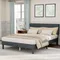 Queen Bed Frame with Headboard, Wood Queen Platform Bed No Box Spring Needed, Fabric Upholstered Bed