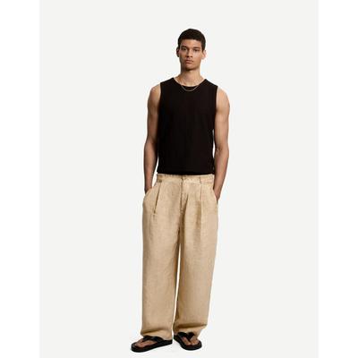 Bershka Balloon Fit Linen Trousers Men 31 Sand