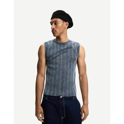 Bershka Faded-Effect Gilet Men S Light Blue