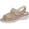 Sandale WALDLÄUFER "MERLE", Damen, Gr. 4,5, beige (beige, silberfarben), Nubukleder, Basic, Schuhe, Sommerschuh, Komforschuh, Bequemschuh mit Klettverschlüsse, M-Weite