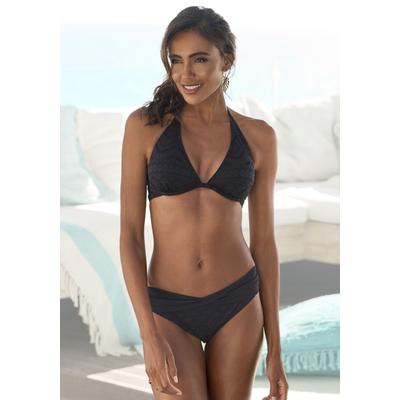 Bügel-Bikini-Top LASCANA "Omara", Damen, Gr. 42, Cup E, schwarz, Microfaser, Recycling-Polyamid, unifarben, modisch, Bikini-Oberteile, mit Lochstickerei Image