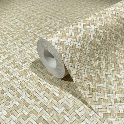 Vliestapete MARBURG "Tapete Fischgratmuster Klein", beige, B:0,53m H:0,01m L:10,05m, Vlies, Tapeten, moderne Vliestapete für Wohnzimmer Schlafzimmer Küche Image