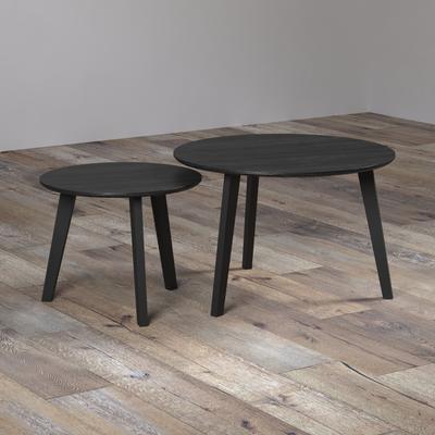 Couchtisch INOSIGN "Ronda", schwarz (esche schwarz, schwarz, esche schwarz), B:70cm H:45cm T:70cm, Tische, Beistelltische mit Massivholzfüßen - Maße (B/T/H) 50-70/39-45/50-70 cm Image