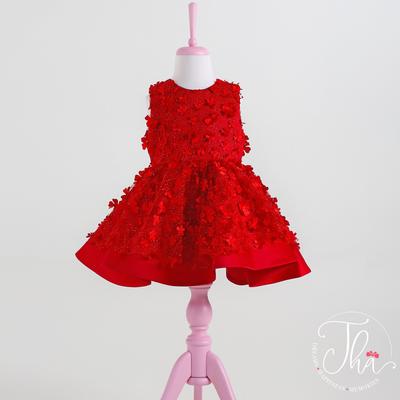 Special Occasion Dress with Flowers on Tulle and Skirt for Toddler