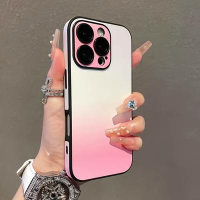 TEMU Stylish Gradient Soft Phone Case For Iphone 16 15 14 11 Pro Artificial Leather Ombre Camera Lens Protection Shockproof Back Cover Image