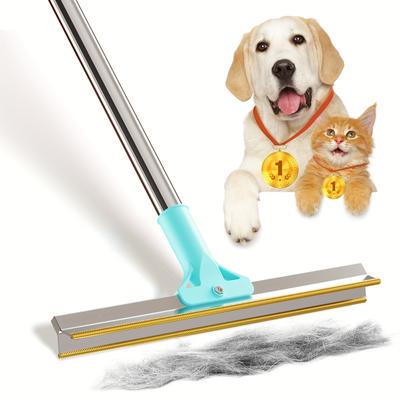 TEMU Pet Hair Remover Carpet Rake For Dogs And Cats, Reusable Carpet Hair Remover With 51in Handle, Extra-wide Head For Rugs & Stairs - Day Pet Cleaning Gift Image