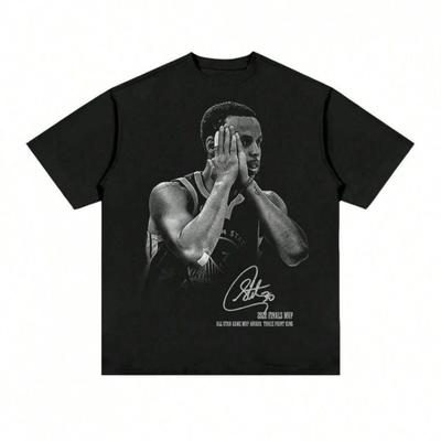 TEMU Curry Short Sleeve Star Printed T-shirt Basketball Shirt Cotton Shooting Shirt Image