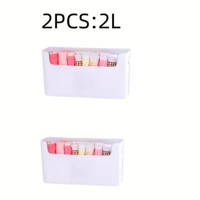TEMU 2/3/-mounted Multifunctional White Storage Boxes, Without Punching, Flat Installation Or Drawer Storage, Easy To Take Without Cover, Underwear, Socks, Cosmetics Storage Image