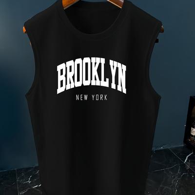 TEMU Men's Trendy Sleeveless Tank Top With English Print From New , Creatively Designed For Casual , Fitness Training And Suitable For Summer. Image