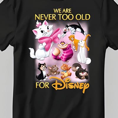 TEMU 100% Cotton Crew Neck T-shirt, 200gsm, Featuring Marie, , , And More - Ideal For Casual Wear, Sizes S-xxxl Image