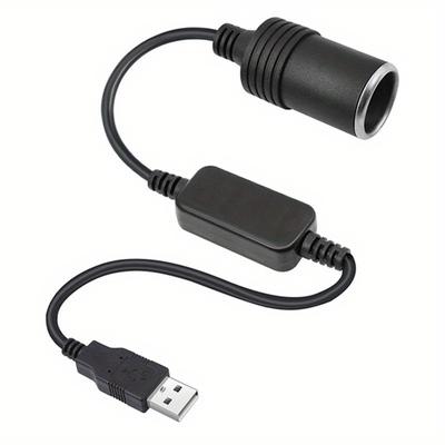 TEMU 12v Usb Car Plug Adapter - Fast Charging & Multi-device Support, Pvc Design For , Compact Cable Converter For Car Electronics, Dash Cams, And Power Banks Image