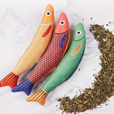 TEMU Catnip Toy, Pack Of 3 Fish Catnip Toy, Simulation Fish, Catnip Teeth Cleaning, Dental Cat Toy, Plush Fish Toy For Cats And Kittens Image