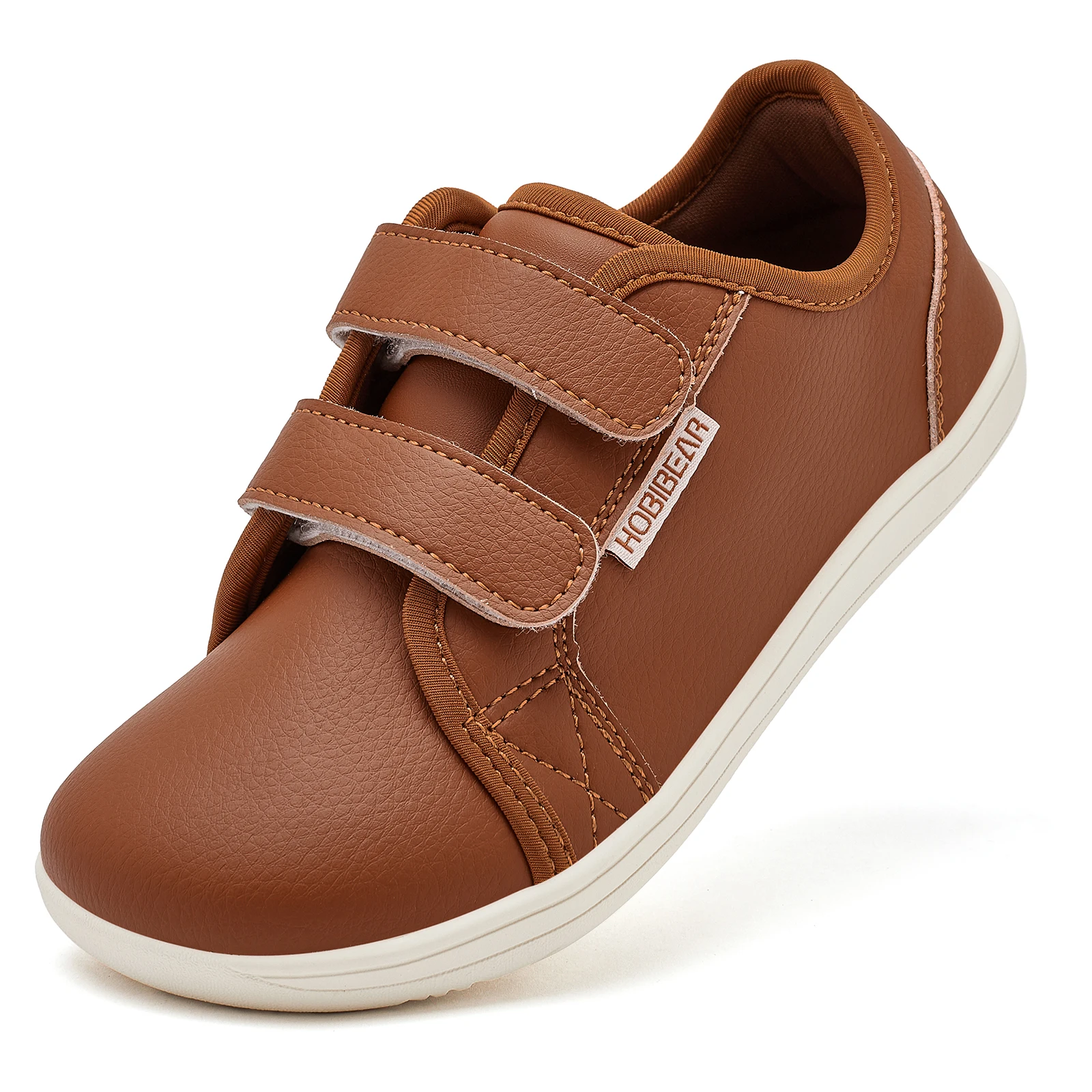 HOBIBEAR Barfuß-Sneaker für Kinder | Klettverschluss | Schuhe mit breiter Zehenbox | Minimalistische, leichte Sneaker aus Kunstleder Image