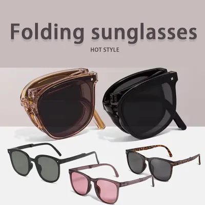 New Folding Sunglasses Polarized Clip On Sunglasses Portable Ultra Light Sun Protection Vintage Square Glasses Unisex Sunglasses