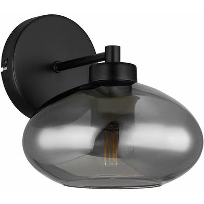 Globo - Wandleuchte Wandlampe Flurlampe Schlafzimmerleuchte Wohnzimmerlampe, Metall schwarz Glas Image