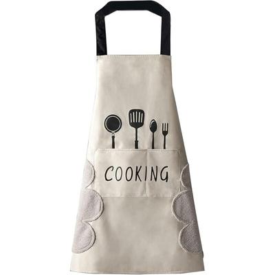 Linghhang - Küchenschürze (weiß) für Damen mit Taschen zum Abwischen der Hände, große Tasche, Image