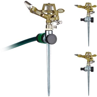 Impulsregner 3er Set, mit Erdspieß, 15 m Reichweite, 20°-360°, Kreisregner, Gartensprinkler, Image