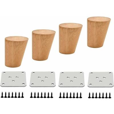 Tischbeine aus Holz, Holzbeine, Möbelbeine, Sofabeine mit Montageplatten und Schrauben für Möbel, Image