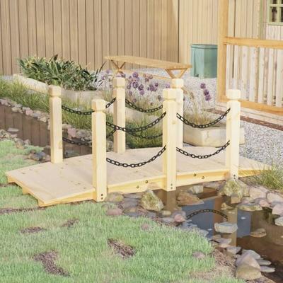 Gartenbrücke mit Kettengeländer 150x67x56 cm Massivholz Fichte Vidaxl 608478 Image