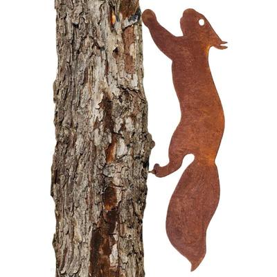 Lrapty - Eichhörnchen für Baum - Gartendeko aus Metall - 30 cm - Natürliche Rostpatina Image