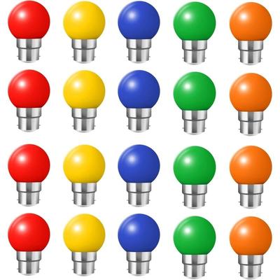 Set mit 20 farbigen LED-Lampen, B22-Bajonettlampen, 2 w, Rot, Gelb, Orange Image