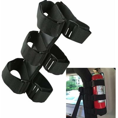 Schwarzer Auto-Feuerlöscher-Halter, verstellbare Feuerlöscher-Halterung, Aufbewahrungsgurte für Jeep Image