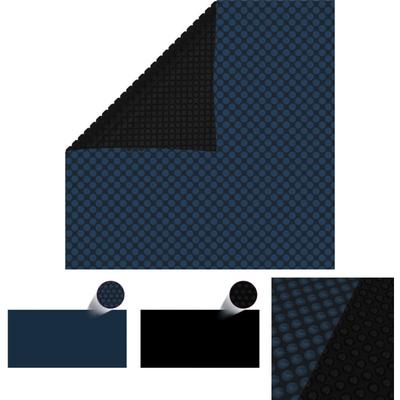 The Living Store Treibende Pool-Solarplane pe 450x220 cm Schwarz und Blau - Poolabdeckungen & Image