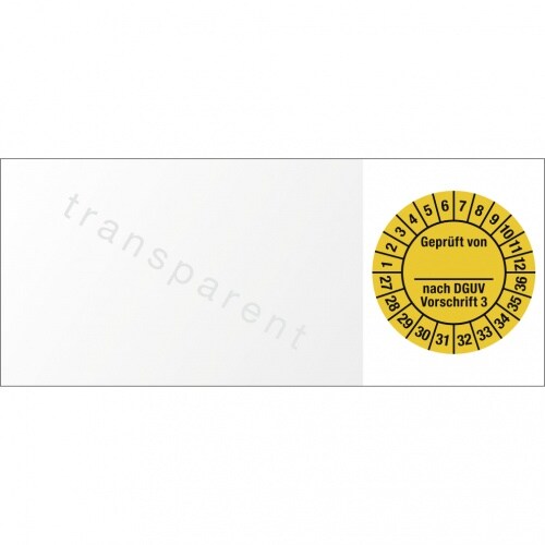 Dreifke® Kabelprüfplakette Geprüft...DGUV Vorschr. 3, 2027-2036, Folie, 60x25mm,10Stück/Bogen Image