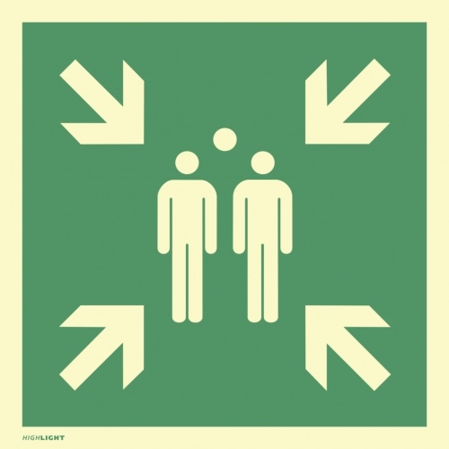 Dreifke® Schild, Sammelstelle, ISO 7010, Alu 1,8 mm, langnachleuchtend, 160-mcd, 400x400 mm Image