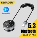 Essager Bluetooth 5.3 Trasmettitore FM Modulatore Ricevitore audio AUX da 3,5 mm Display a LED Altoparlanti vivavoce USB per auto Supporto TF Card