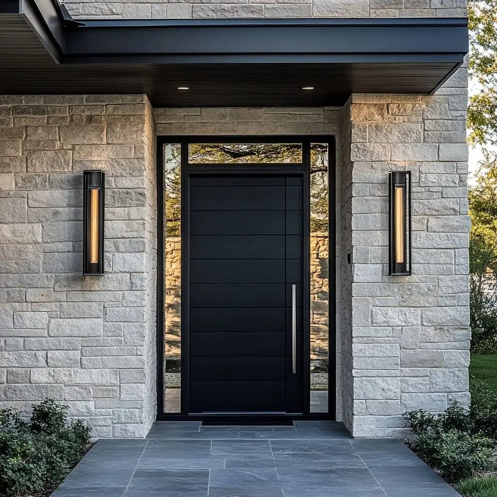 Porta esterna in alluminio con porte d'ingresso moderne in vetro per porta di sicurezza anteriore principale in metallo della casa Decorazione su misura