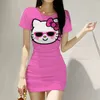 2025 Sommer Neue sexy Damen enges Kleid elegante Mode Damen Hello Kitty Print lässiges Minikleid