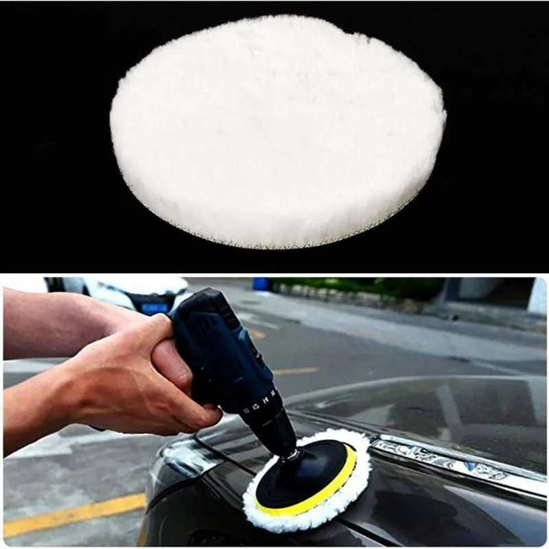 Auto Wachs Möbel Polieren Wachsen Imitation Wolle Faser Polier pad Set Poliers cheibe 5 Stück Set Image