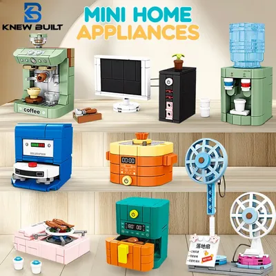 Kaffeemaschine, Luftfritteuse, Kehrmaschine, Mini-Haushaltsgerät, Bausteine, Spielzeug – einfache Image