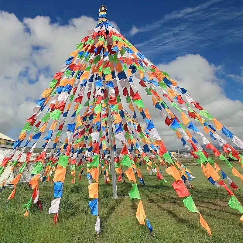 Tibetischer Buddhismus, Satin-Gebetsflaggen, 5 Farben, Gebetsflaggen, Xizang Longda, Gebetsflagge, Dekor, Beten für Glück, Gesundheit, Fengma-Flagge Image