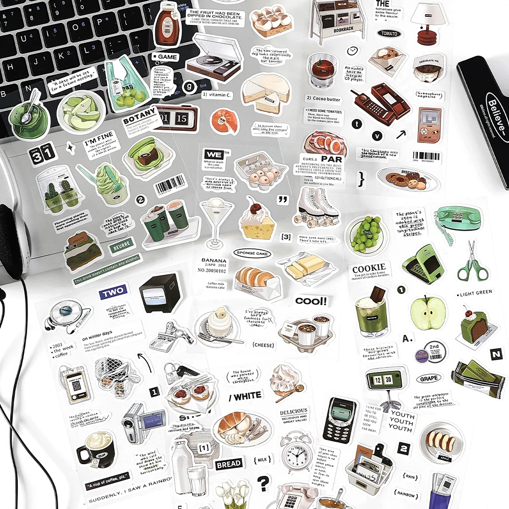 Cartoon-Objekt, dekorativer Aufkleber, Siegel, Handbuchmaterial für Tagebuch, Aufkleber, Planer, Sammelalbum, Schulbedarf, ästhetisches Briefpapier Image